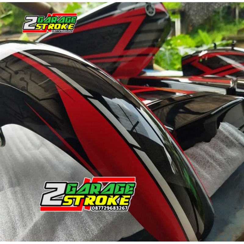 Tangki Tengki Set Yamaha Rx king Airbrush Hitam Lis Merah Termurah Berkualitas
