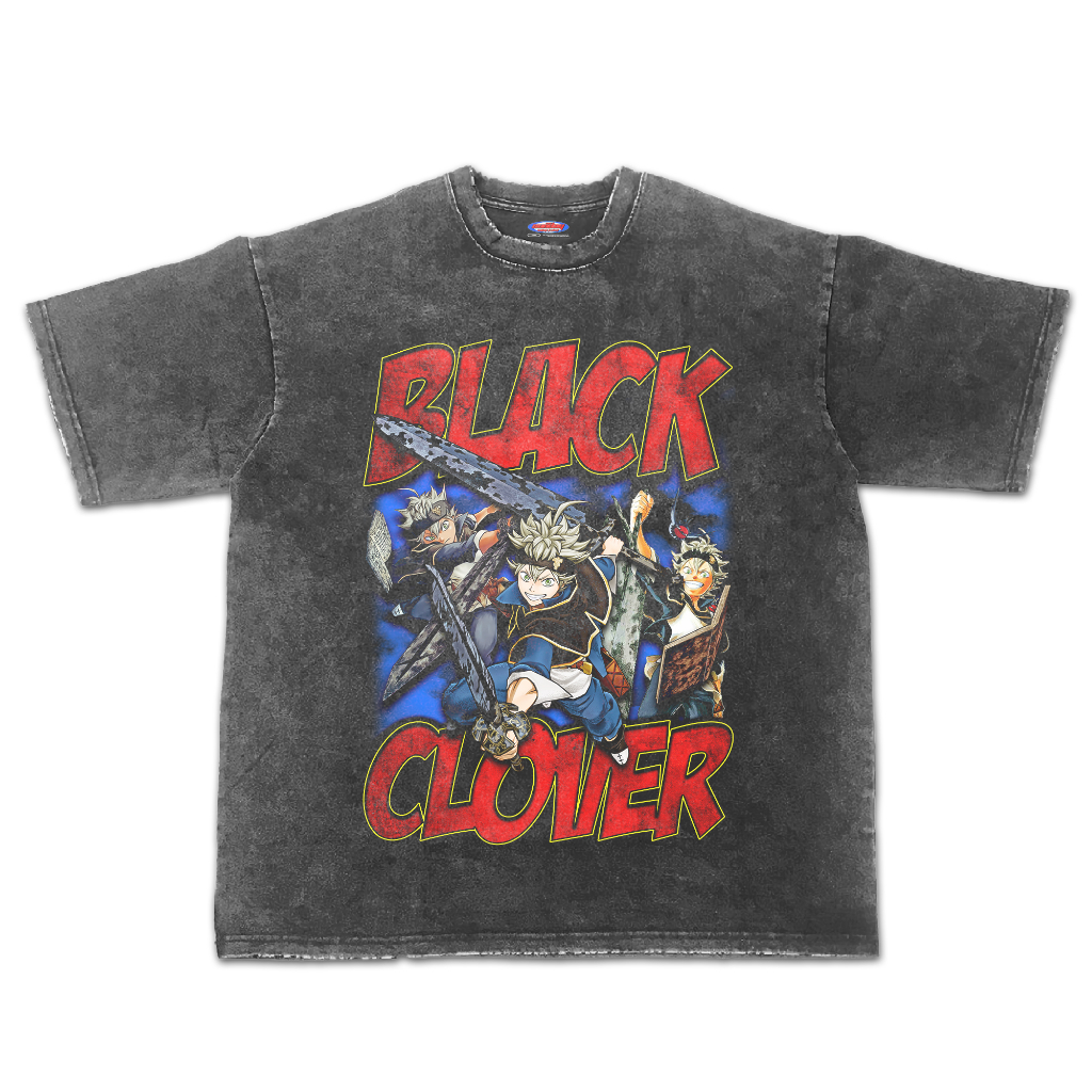 Kaos Anime Black Clover Oversize Stone Wash