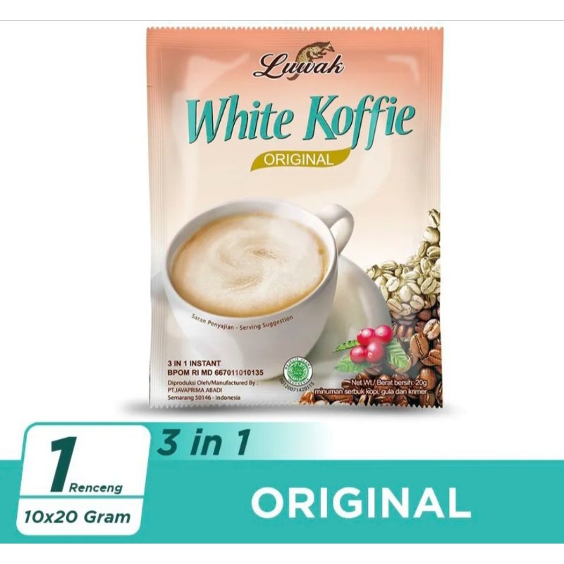 

KOPI LUWAK WHITE KOFFIE ORIGINAL 1REBCENG ISI 10PCS (20g)