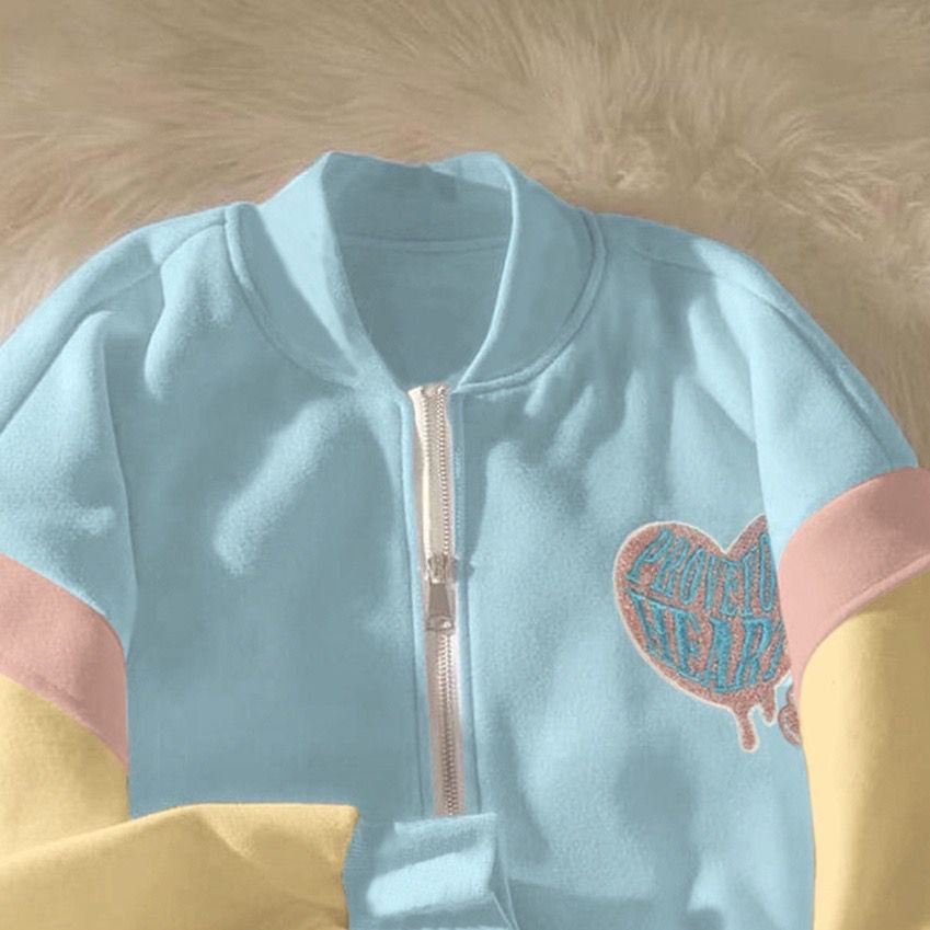 Varsity Jacket Prove Your Heart | Korean Style Bomber Baseball | Pakaian Pria dan Wanita | Bahan Fle