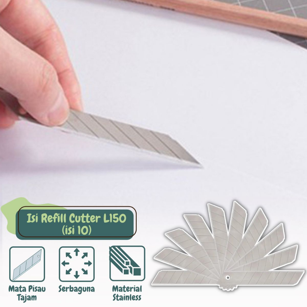 

Isi Cutter Besar L150 10pcs Stainless Anti Karat Super Tajam / Refill Pisau Kater 18mm Packing Tube