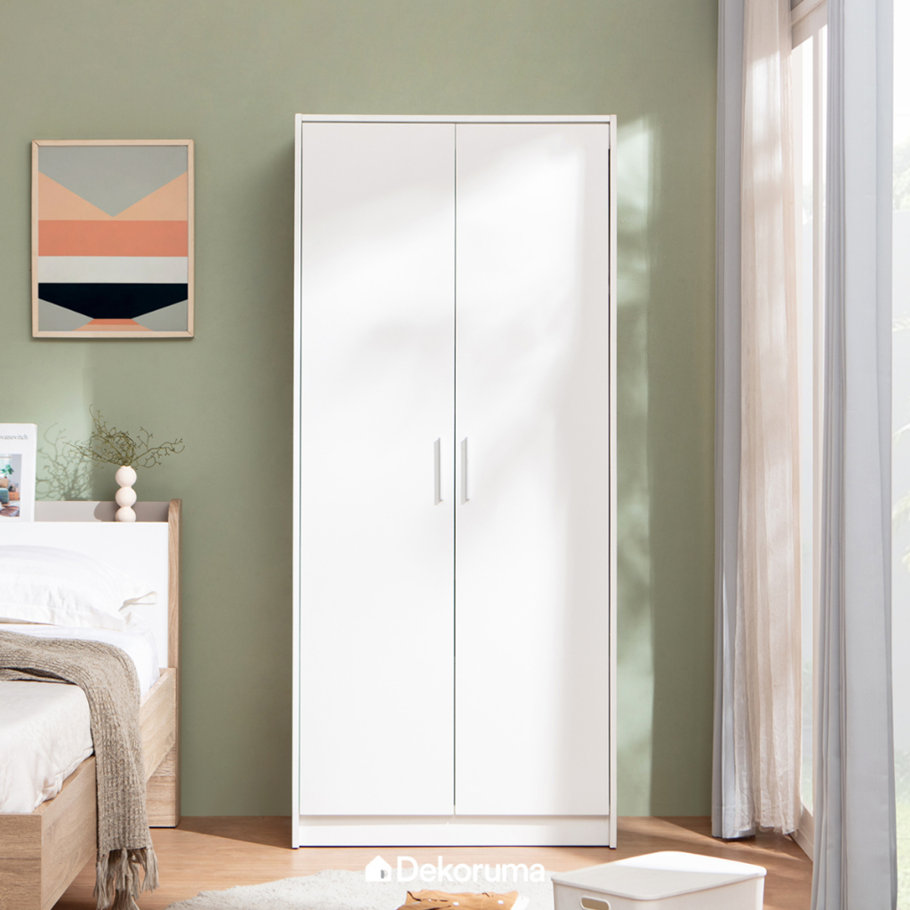 Dekoruma KAZE Lemari Pakaian Kayu 2 Pintu / Lemari Baju - Putih