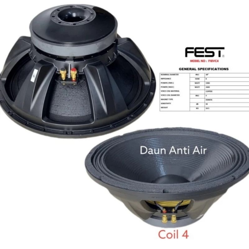 Speaker Component Fest F18 VC4 Original 18 inch FEST F18VC4 Komponent Speaker