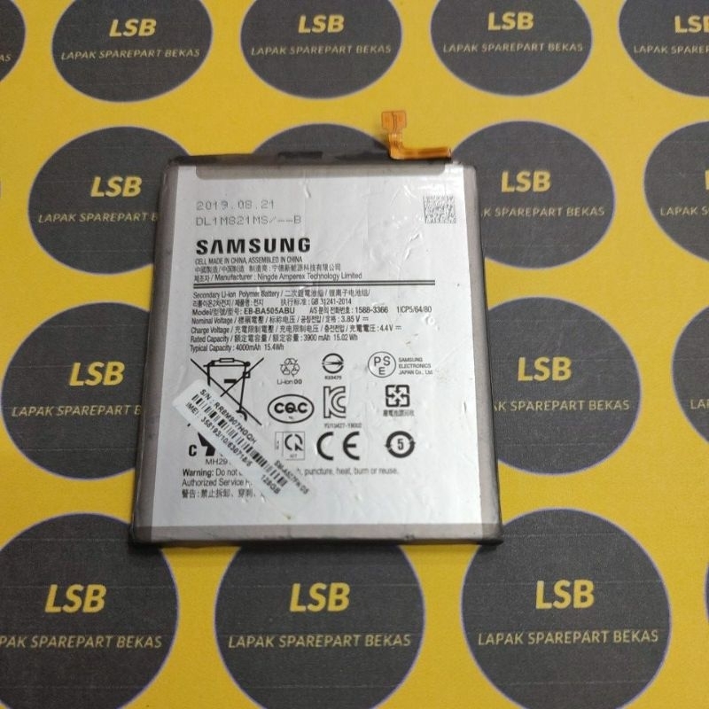 BATTERY BATRE SAMSUNG A20/A30/A30S/A50/A50S EB-BA505ABU ORIGINAL BEKAS