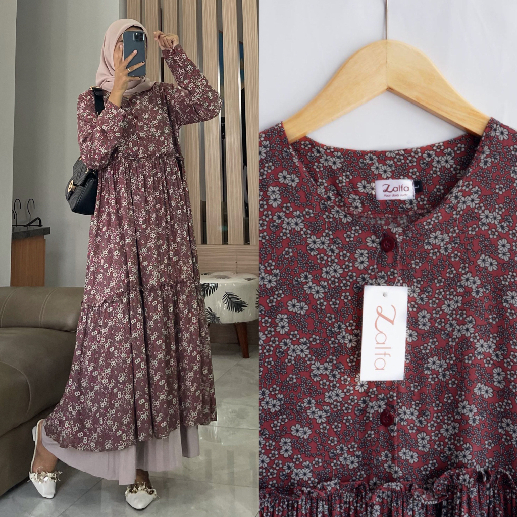 DRESS GAMIS WANITA / RAFELA dress gamis rayon motif bunga / GAMIS MOTIF / GAMIS RAYON / DRESS WANITA