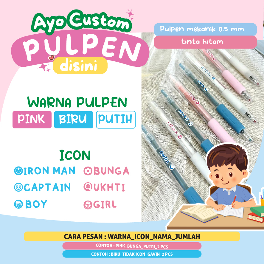 

PULPEN MEKANIK 0,5mm CUSTOM NAMA