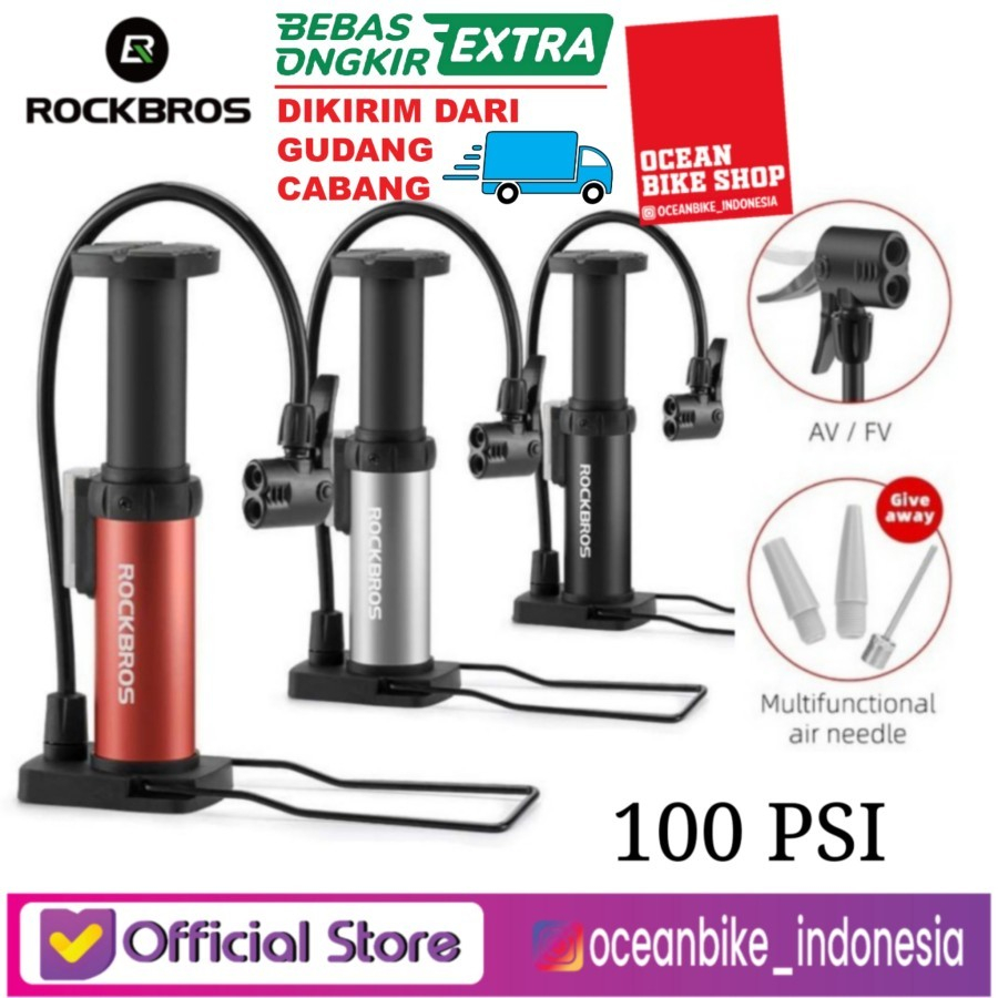 ROCKBROS 4522L Pompa Sepeda Mini 100 Psi Portable Pump Presta Schrade