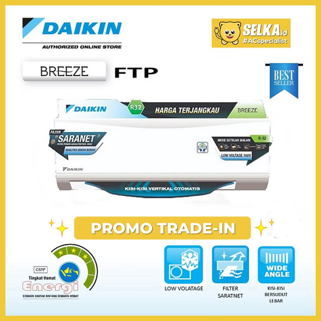 AC DAIKIN FTP15AV149 / FTP 15 AC SPLIT 1/2 PK BREEZE STANDARD