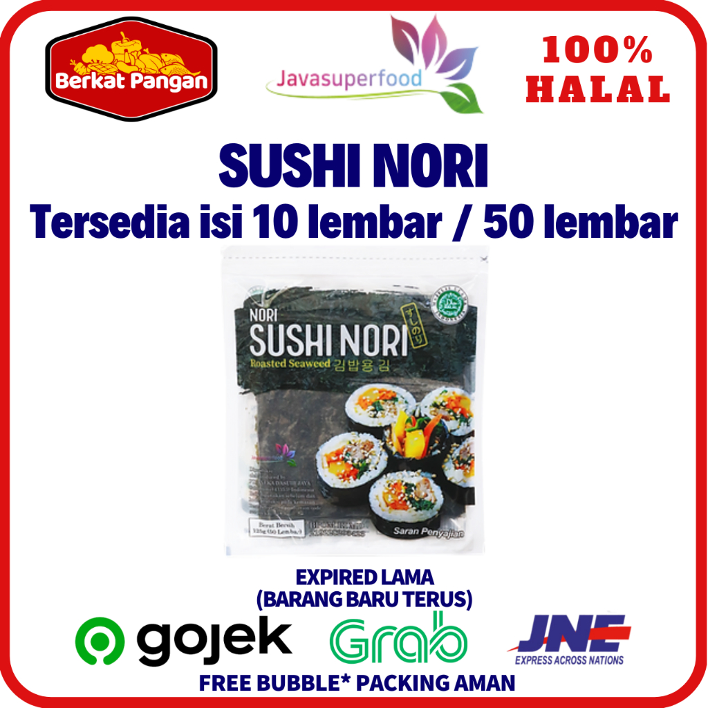 

Sushi Nori Java Super food Seaweed Rumput Laut Sushi Untuk Kimbab/ Gimbab 10 Lembar / 50 Lembar