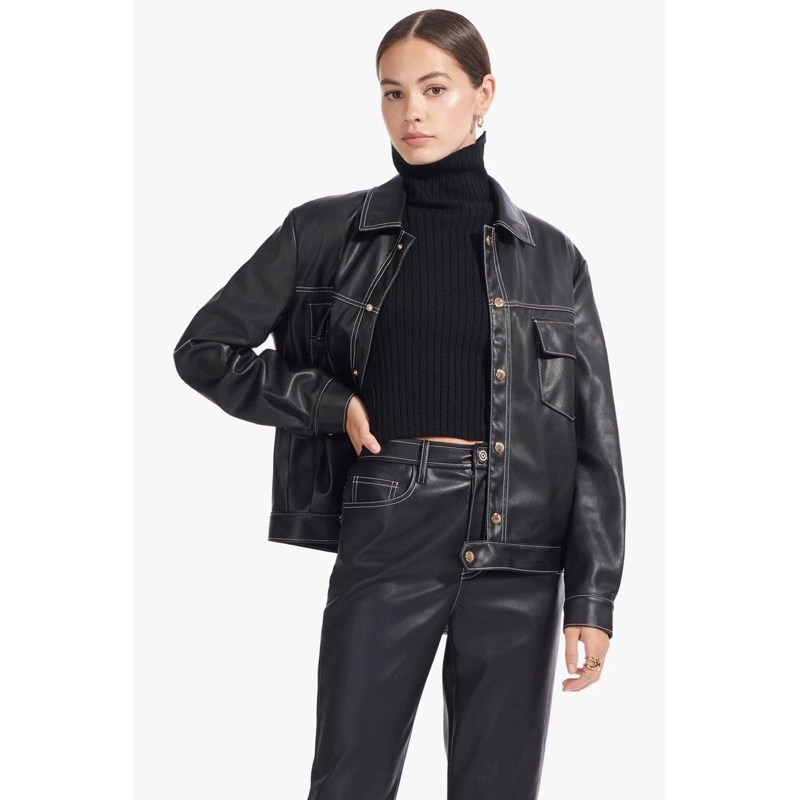 Hanifoleather.id Jacket Leather White Thread Jaket Kulit Wanita White Threado