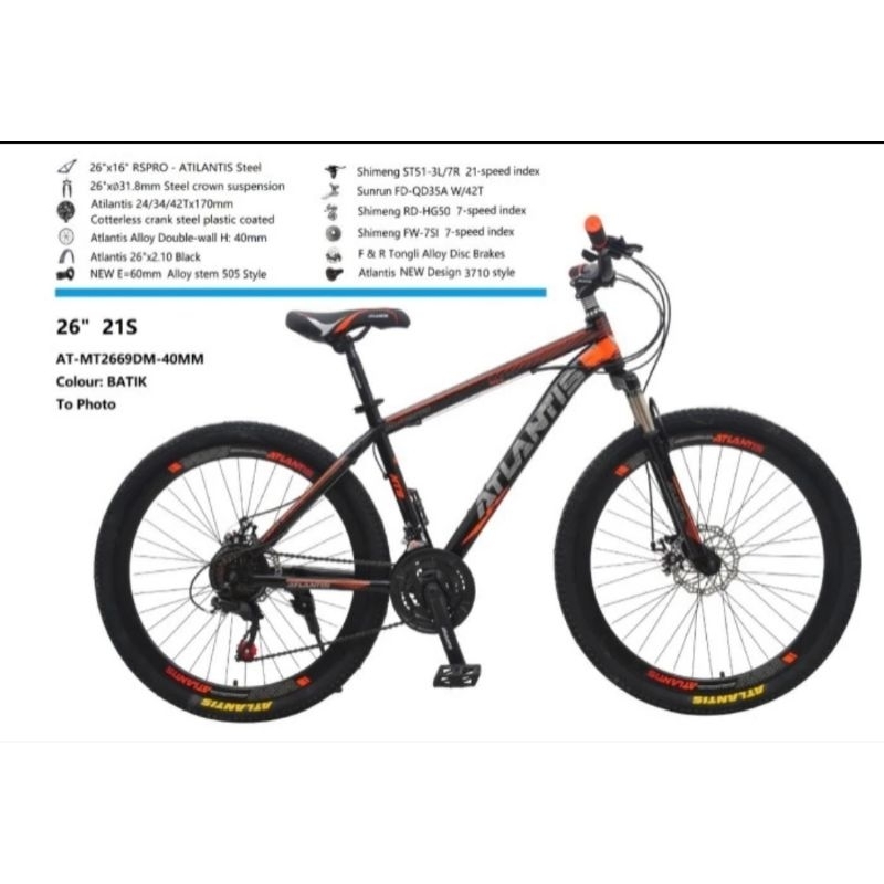 Sepeda Gunung MTB Atlantis AT69 27'5Inch Hi-ten Stell