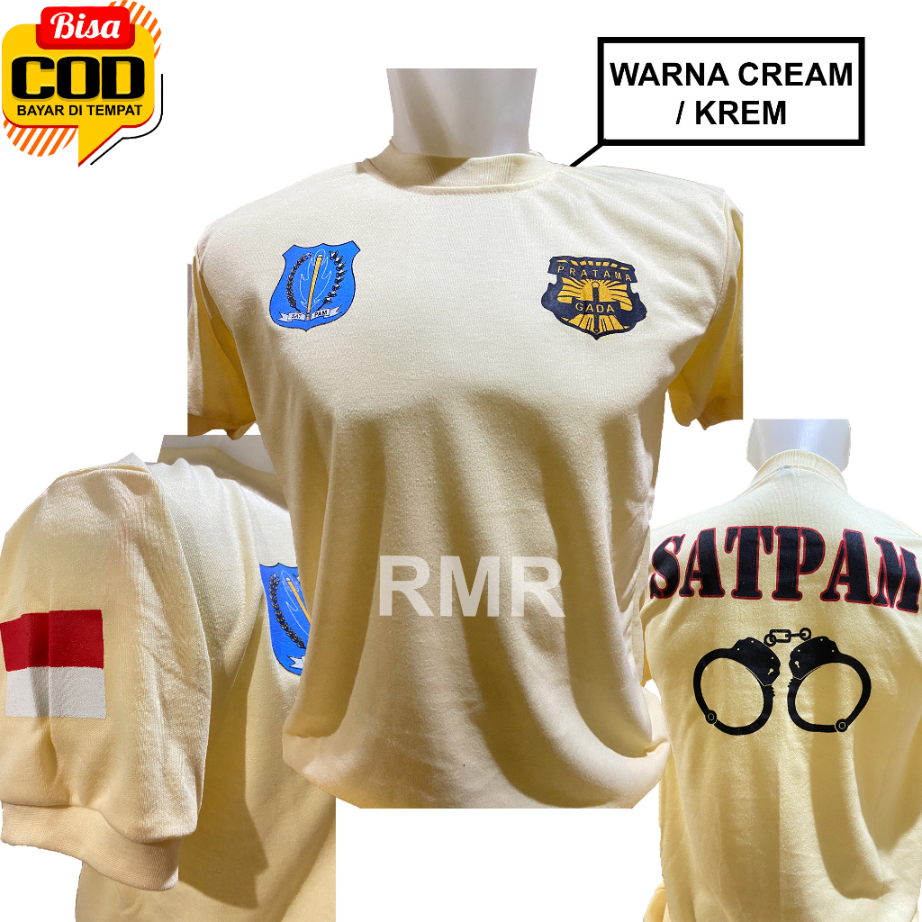 Kaos Satpam Terbaru Cream Krem Kerah Tinggi Kerah Pendek Kaos Security Satpam Cream Krem Terbaru