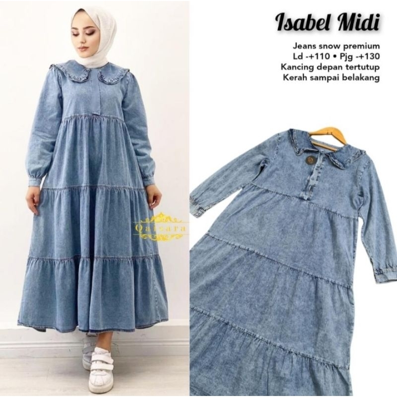 Baju Gamis Wanita Maxi Midi Dress Dres Isabel Jeans Busui