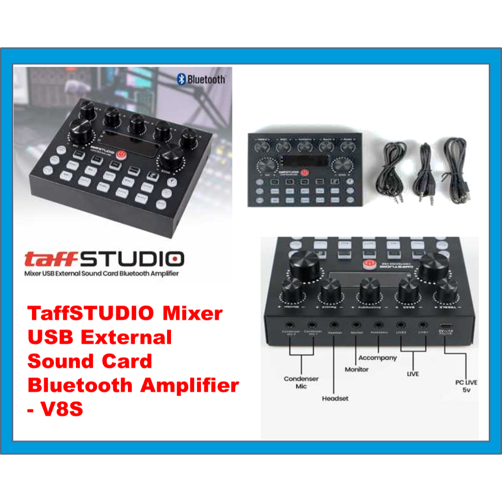 Sound card V8s RGB Mixer SoundCard V8s MIXER Audio USB External Soundcard  Sound Card Bluetooth Ampl