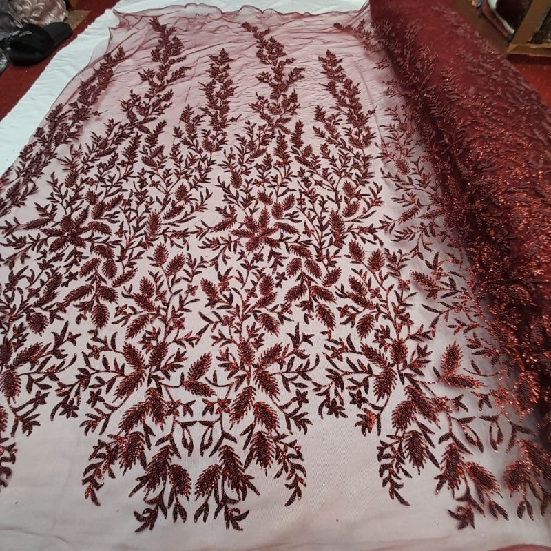 Promo Kain tile mekar mawar full payet/kain sugar full payet mewah/kain kebaya full payet terbaru/ka