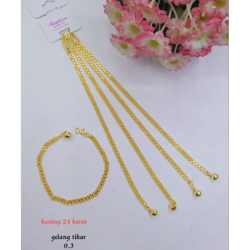 Gelang Tangan Rantai Tikar Kecil Warna Lapis Emas Fhasion Perhiasan