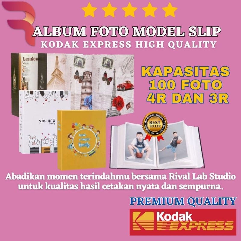 RIVAL ALBUM FOTO 4R 3R 2R KAPASITAS 100 PREMIUM SLIP ON | ALBUM FOTO MURAH | PHOTO BOOK 4R - 3R