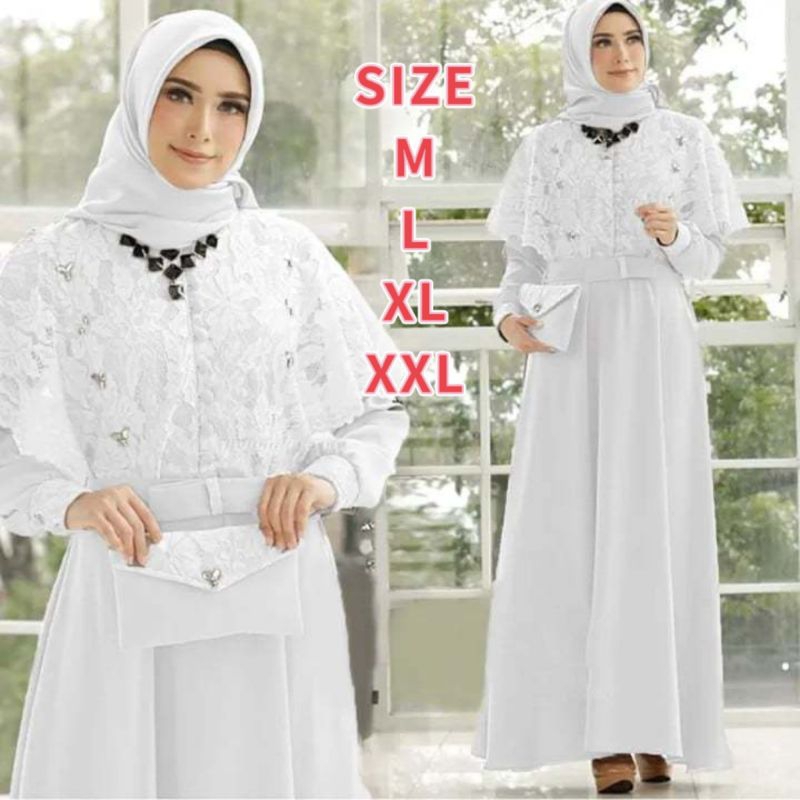 BISA COD - Nadine Dress Gamis Brukat Busui Murah Ukuran M L XL