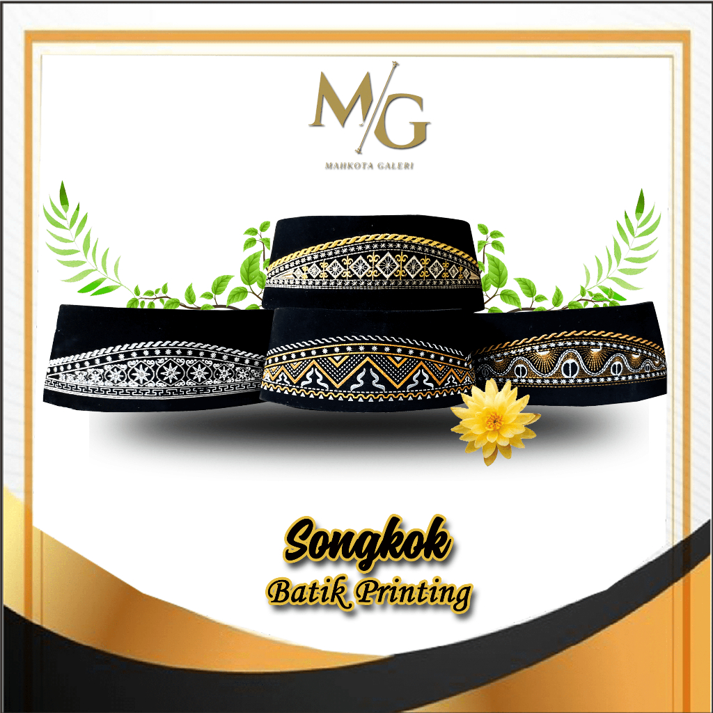 Songkok Batik Printing / Peci Bludru Hitam / Kopiah Motif