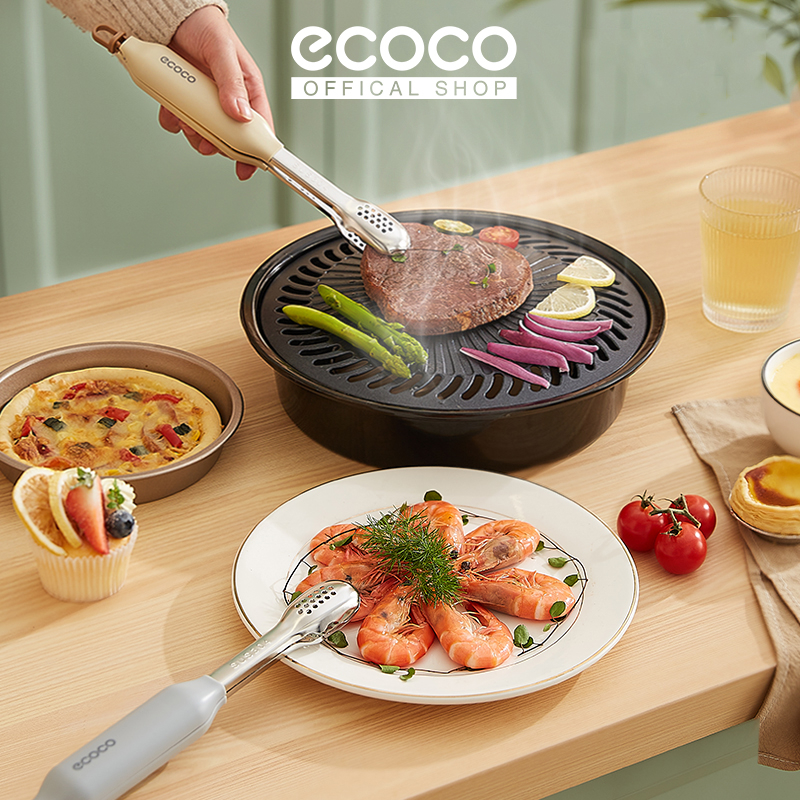 ECOCO Food Tongs Grey - Penjapit Capitan makanan Daging Peniris Makanan Capit Masak Goreng Panggang Stainless steel Tahan Panas