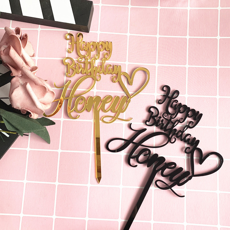 PartyHouse.Medan Topper Kue Tulisan Happy Birthday My Love / Happy Birthday Honey