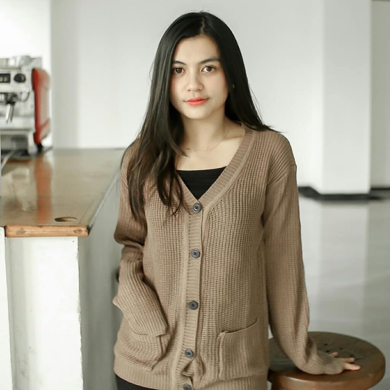 Terbaru Cardigan Rajut Marissa Kancing 5 / Kardigan Marissa Salur Outer Crop Wanita Premium Tebal /