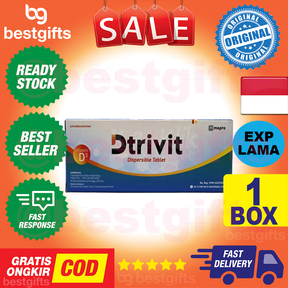 DTRIVIT D3 400IU VITAMIN D3 400 IU MENINGKATKAN FUNGSI IMUN 1 BOX ISI 30 DISPERSIBLE TABLET