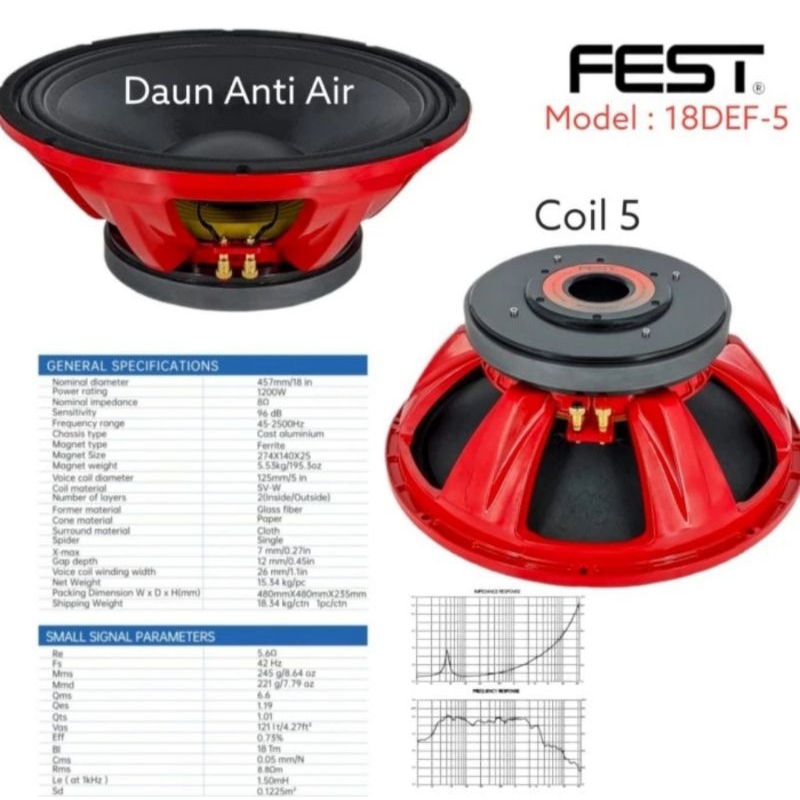 Speaker Component Fest 18 DEF 5 Original 18 inch FEST 18DEF 15 Komponent Speaker
