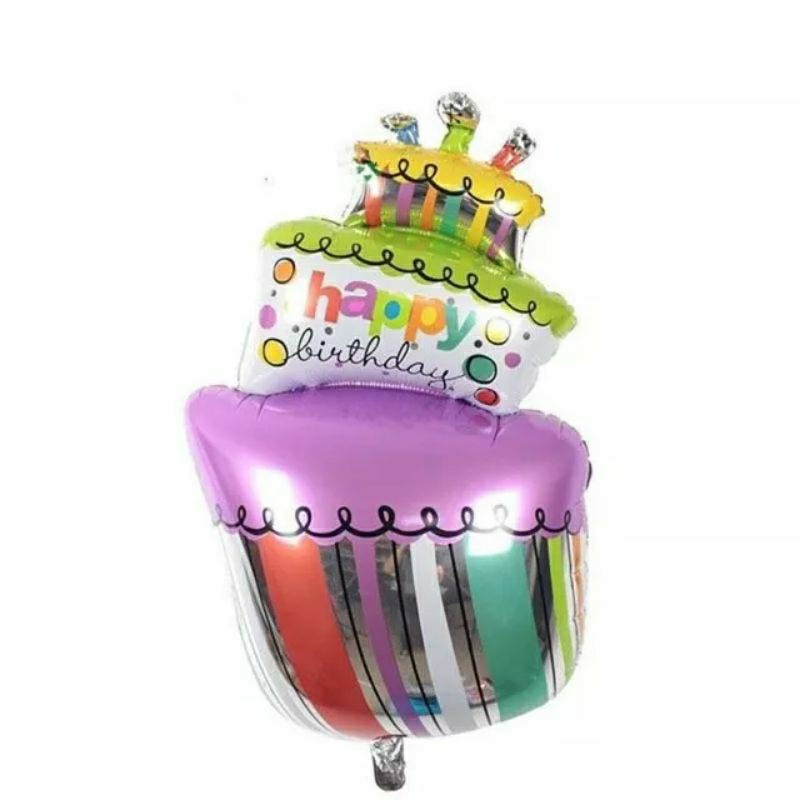 Balon foil karakter cake miring kue ulang tahun ultah happy birthday hiasan dekorasi pesta party dec