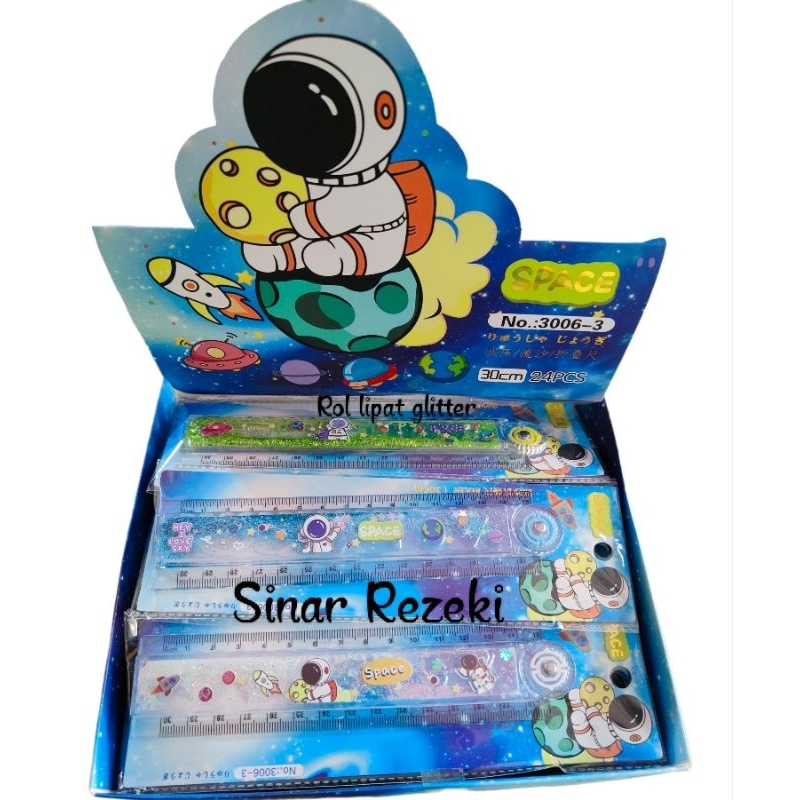 

1 buah!! Penggaris lipat glitter air/penggaris glitter/rol lipat 30cm glitter/rol lipat