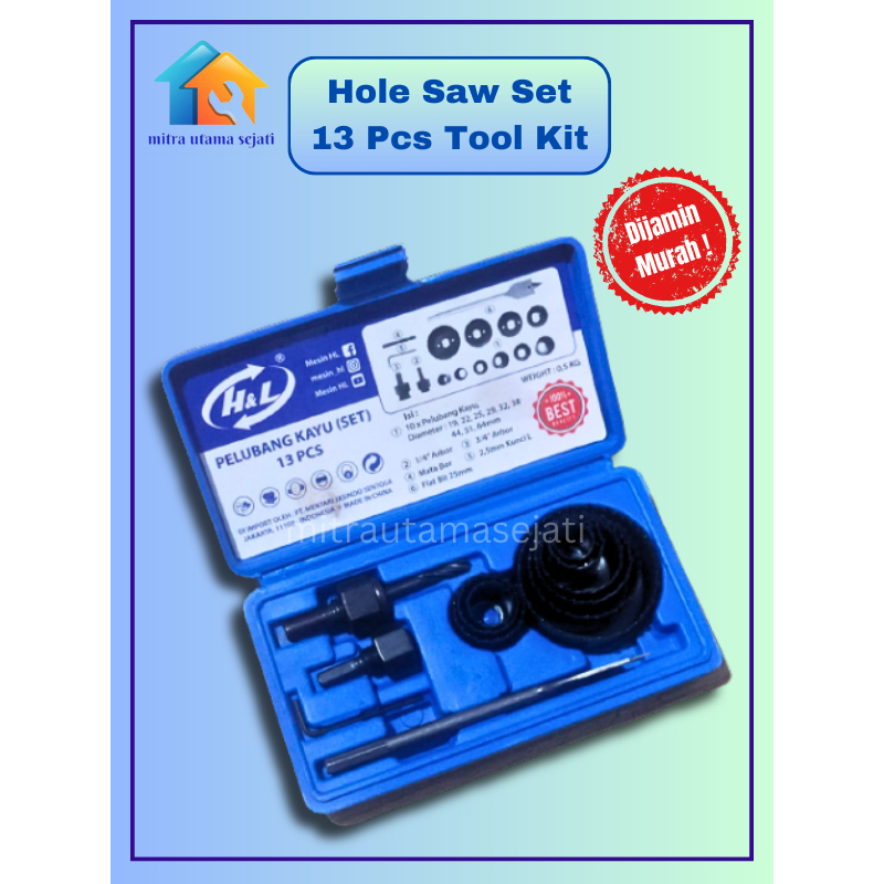 HOLE SAW SET 13 PCS TOOL KIT MATA BOR HOLE SAW KIT VITATOOLS MURAH