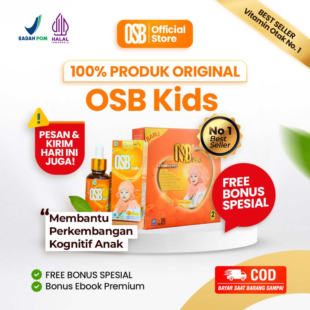 Madu Kecerdasan OSB Kids Untuk Anak Usia 1-6 Tahun 1 Box Isi 2 Botol Vitamin Otak Anak
