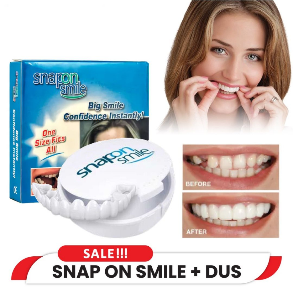 Snap on Smile Veener Gigi Palsu Instan Atas Bawah Untuk Gigi Ompong - 1 SET ATAS BAWAH GIGI PALSU SILIKON