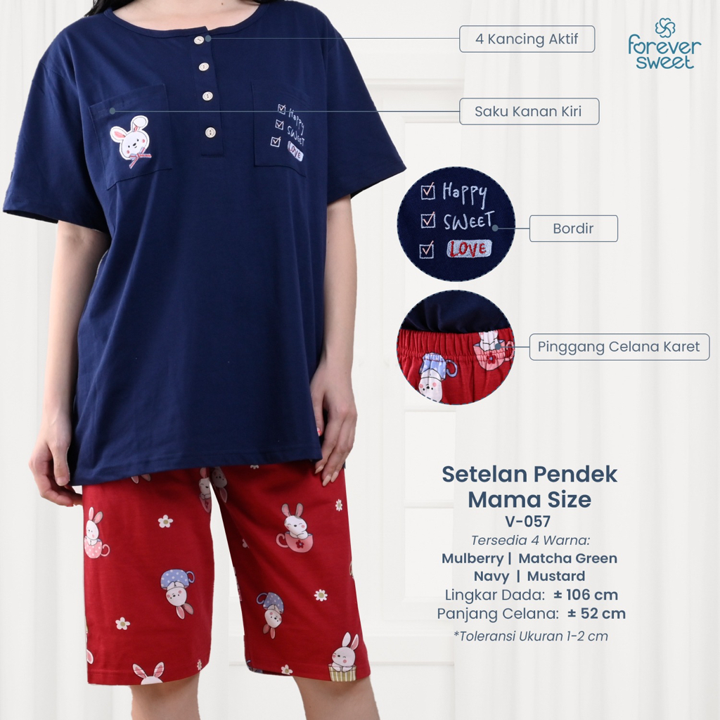 FOREVER SWEET - Babydoll Mama Size Set Celana Pendek #F