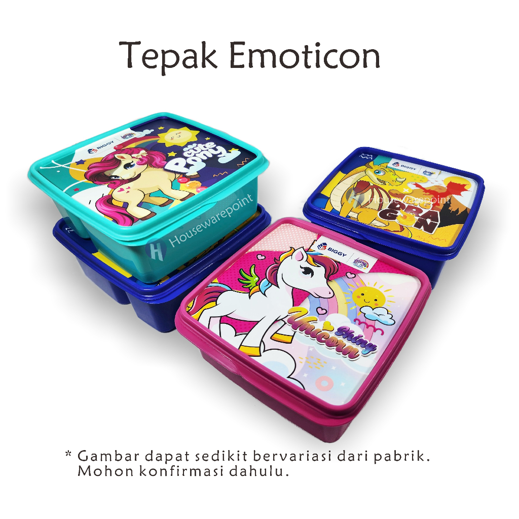 6 pcs Tepak makan Emoticon/ Tepak makan plastik/ tepak souvenir/ lunch box ultah anak (EMOTICON)