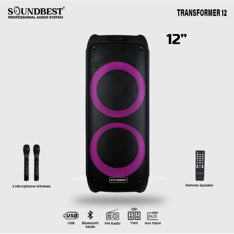 Speaker Portable Wireless Soundbest TRANSFORMER 12 Original 12 inch Bluetooth
