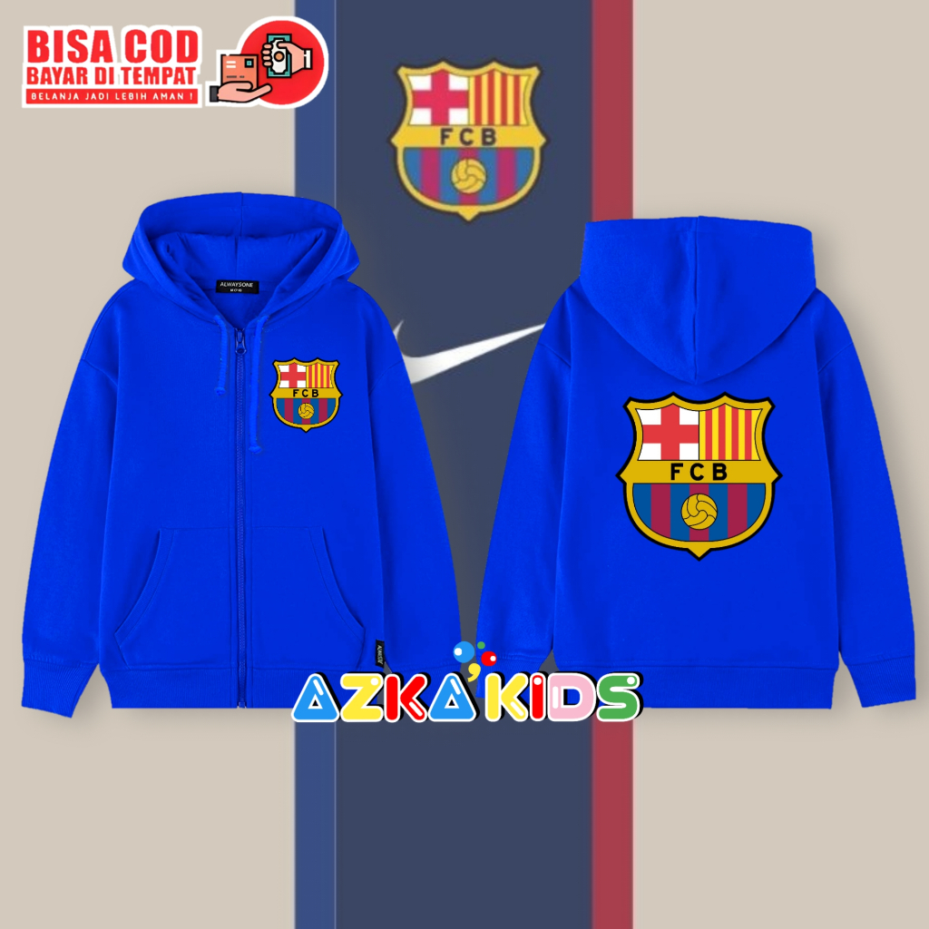 Hoodie zipper anak fc barcelona/jaket resleting