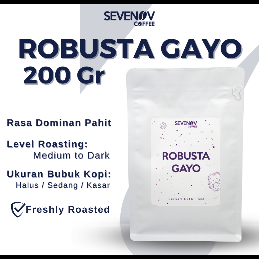 

Biji Kopi Bubuk Robusta Aceh Gayo - Sevenov Coffee - Robusta Gayo Medium to Dark Roast Robusta Coffee Indonesia