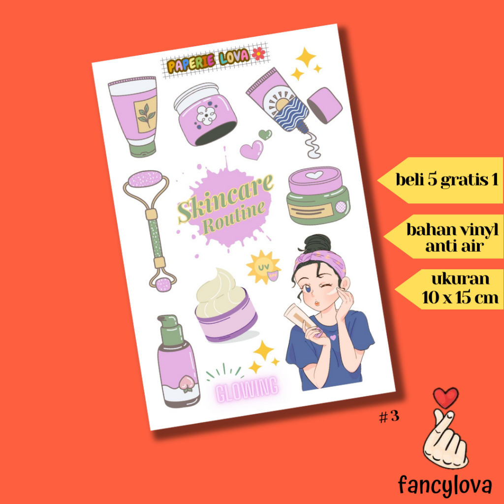 

Stiker Aesthetic Anti Air Vinyl Tumblr Jurnal Scrapbook Sticker Kawaii HP Laptop Girl Daily Skincare Sticker Pack #3