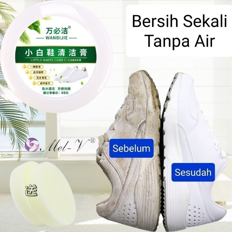 Pembersih Sepatu+Spon WanBiJie 260gr / Pemutih Sepatu Putih+Busa Pembersih Serbaguna