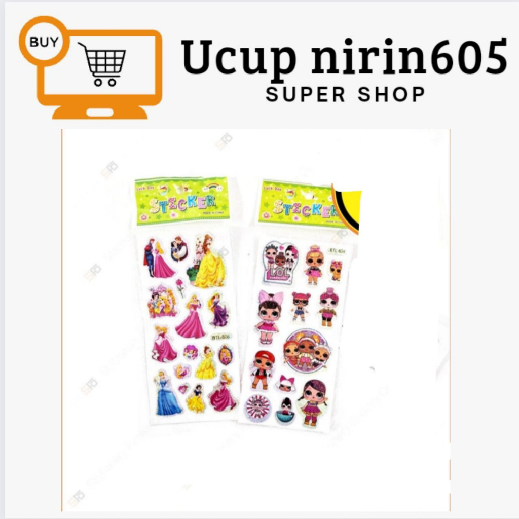 

sticker pvc glitter stiker timbul kecil karakter barbie satuan