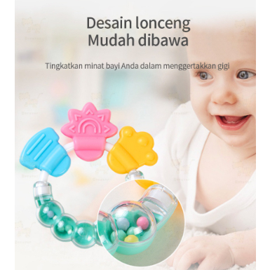 Teether Bayi Mainan Rattle Genggam Bayi - Plastik / Mainan Rattle Genggam Bayi Gigitan Empeng Buah Plastik Dengan Teether