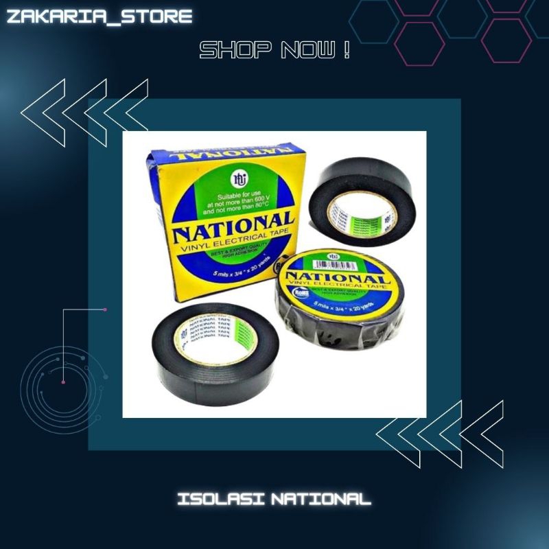 

ISOLASI LISTRIK NATIONAL HITAM 3 / 4 " INCI 20 YARD SELOTIP SOLASI VINYL ORIGINAL