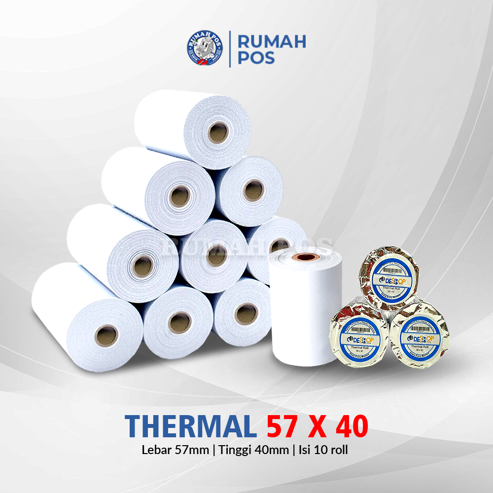 

1 SLOP - Kertas Kasir Struk Thermal CODESHOP 57X40 | 58 / 57X40mm Isi 10 roll