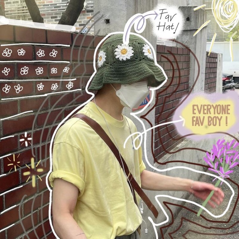 BUCKET HAT - BUCKET HAT CROCHET - BUCKET HAT ARTIS KOREA