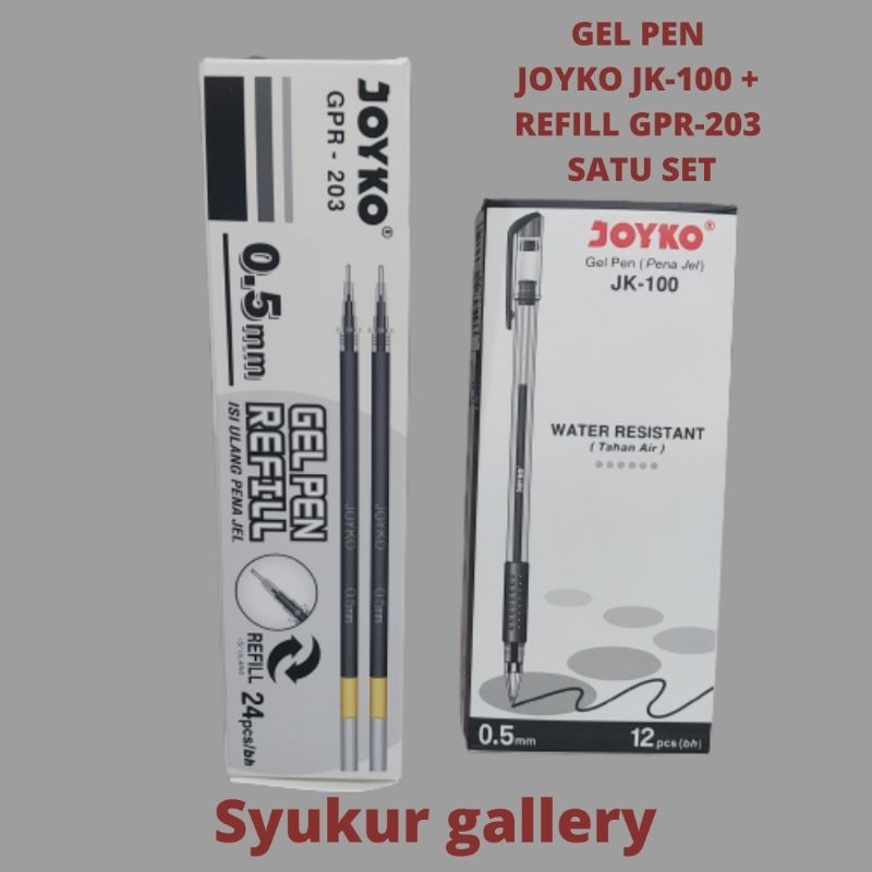 

Pulpen Gel Joyko JK-100 paket satu set + Refill GPR-203 Joyko