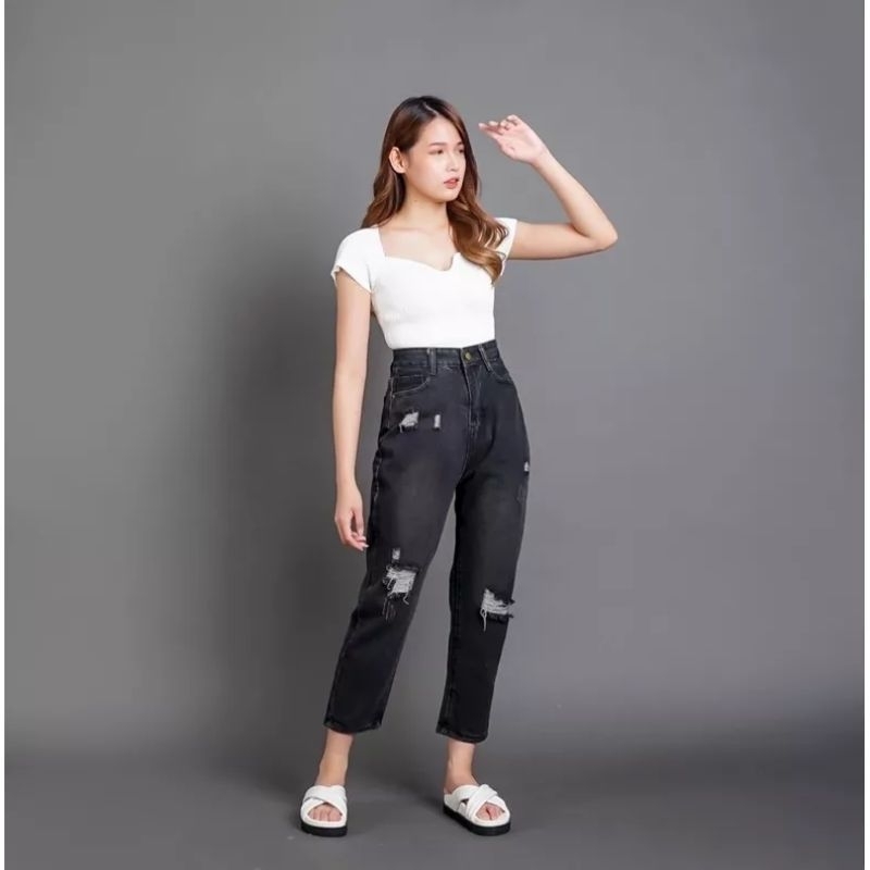 Luxe Dlabel Lionel Jeans Celana Highwaist Wanita Celana Jeans Korea Celana Jeans Wanita