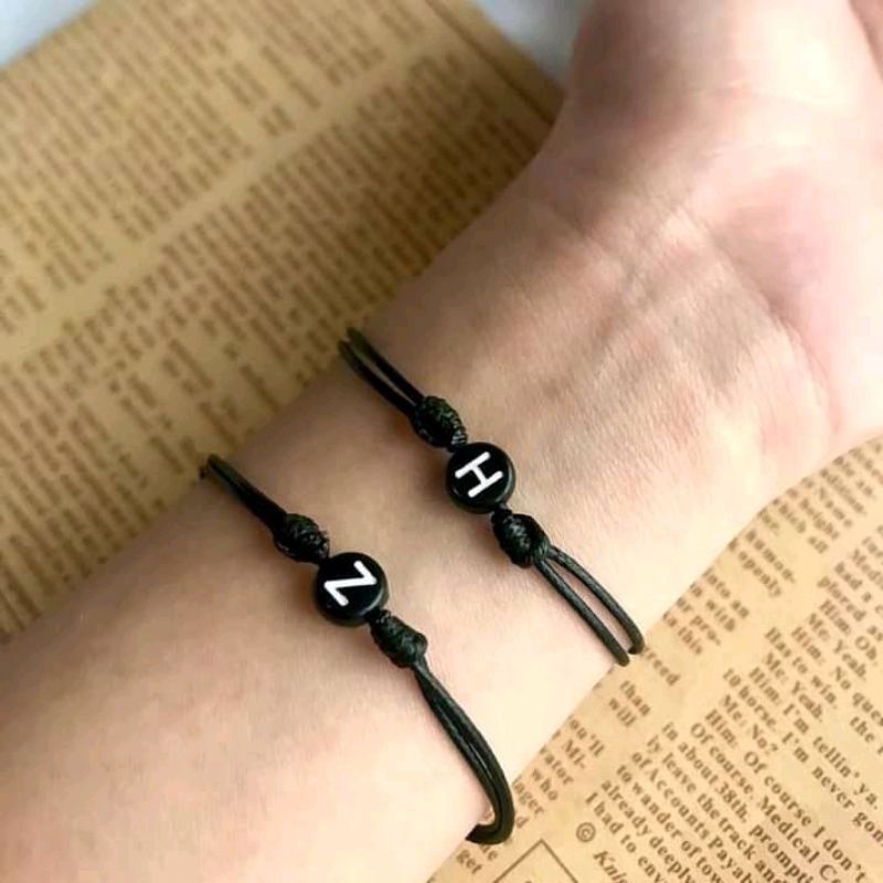 GELANG TALI KOREA CUSTOM NAMA HURUF BULAT GELANG TALI CUSTOM INISIAL GELANG INISIAL