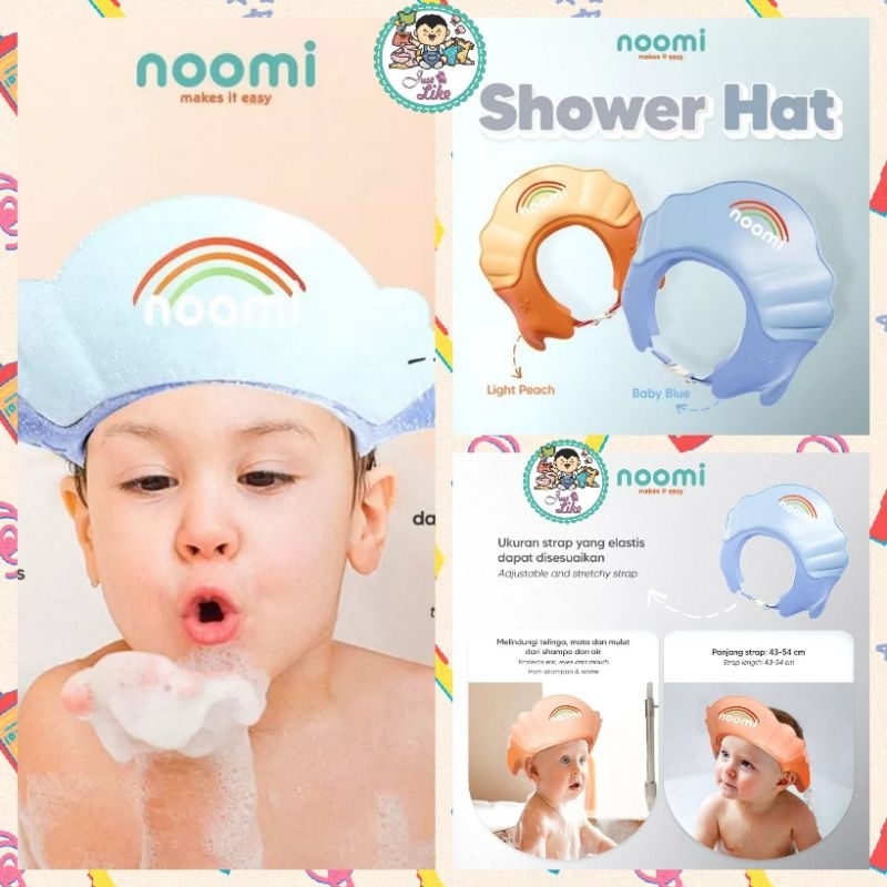 NOOMI Shower Hat Bayi & Anak / Topi Keramas Shampoo Bayi Anti Air Waterproof Silikon