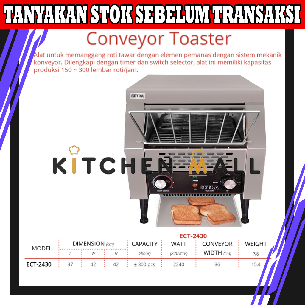 Getra ECT-2430 Conveyor Toaster - Pemanggang Roti Konveyor - Pemanggang Roti Tawar